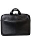 Laptop Bag with Leather Document Compartment 17.3" Inch Adjustable Shoulder Strap Black