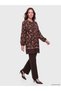 Vizyon New Season Brown Crew Neck Floral Pleated Women's Tunic - 2