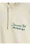 Vizyon New Season Beige Embroidered Oversize Women's Thick Sweatshirt - 6