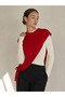 Women's Red Knitwear Halter Neck Asymmetrical Shoulder Shawl Sal1317 - 6