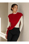 Women's Red Knitwear Halter Neck Asymmetrical Shoulder Shawl Sal1317 - 8