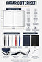 Decision Notebook Set 25X35 cm 100 Sheets Faux Leather Lined Decision Notebook Blue and Anthracite Touch Pen Ballpoint Pen - 2