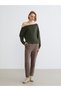 Özmarka New Season Khaki Boat Neck Women's Sweatshirt - 2