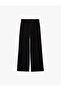 High Waist Regular Fit Wide Leg Fabric Trousers with Pockets - 2