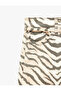 Zebra Patterned Regular Waist Lace-Up Cotton Wide Leg Denim Trousers with Pockets - Wide Leg Jeans - 8