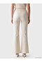 Lcw Vision Ecru Elastic Waist Spanish Flare Women's Trousers - 3
