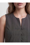 Ozmarka New Season Anthracite Crew Neck Decorated Buttoned Women's Classic Vest - 3
