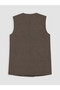 Özmarka New Season Brown Double-Breasted Collar Tie-Up Women's Classic Vest - 7