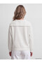 Özmarka New Season Ecru Sailor Collar Women's Sweatshirt with Tie at the Waist - 4