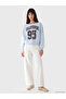 Özmarka New Season Blue Boat Neck Oversize Women's Thick Sweatshirt - 2