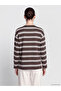 Özmarka New Season Ecru Crew Neck Striped Women's Sweatshirt - 4
