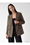 Ozmarka New Season Brown Double-Breasted Collared Women's Blazer Jacket