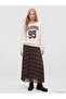 Brown Plaid A-Line Chiffon Skirt with Elastic Waist
