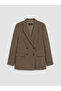 Ozmarka New Season Brown Double-Breasted Collared Women's Blazer Jacket - 6