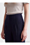Vizyon New Season Navy Blue Slim Fit Women's Pleated Fabric Trousers - 3