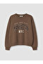 Ozmarka New Season Brown Oversize Women's Thick Sweatshirt - 5