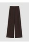 Brown High Waist Wide Leg Crepe Women's Trousers - 5