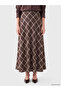 Vizyon New Season Brown Waist Zippered Diamond Patterned Flared Skirt - 2