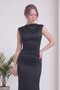 Women's Backless High Neck Drape Detailed Long Satin Dress Brown, Black - 2