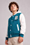 Boys' College Jacket Hooded Buttoned Printed Bomber Jacket - 3