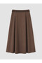 Brown A-Line Flared Skirt with Belt at the Waist - 6
