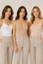 Women's 3-Pack Spaghetti Strap V-Neck Modal-Cotton Stretch Tank Top—White, Salmon, Dark Skin Tone