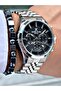 Silver Color-Black Dial Royal Series Men's Wristwatch - with Bracelet Gift