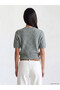 Ozmarka New Season Green Crew Neck Embroidered Women's Knitwear Sweater - 4