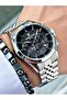 Silver Color-Black Dial Royal Series Men's Wristwatch - with Bracelet Gift - 6