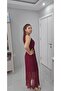 Halter Neck Pleated, Lined, Belted, Buckle Detailed Slit Dress - 2