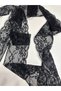 Black Flower Patterned Lycra-Free Tulle Lace (10 cm Wide) - 7