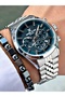Silver Color - Turquoise Dial Royal Series Men's Wristwatch - with Bracelet Gift - 6