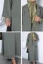 Khaki Women's Lace Embroidered Elastic Waist Skirt Jacket Modern Two-Piece Set - 5