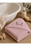 100% Cotton Cat Embroidered Swaddle Baby Bath Towel with Hood - 4