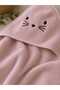 100% Cotton Cat Embroidered Swaddle Baby Bath Towel with Hood - 3