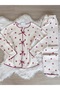 Raspberry Patterned Bow Detailed Soft Winter Waffle Knitted Pajama Set - 2