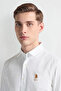 Mens White Solid Tailored Fit Cotton Shirt - 3