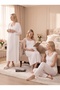 Ecru Lace Embroidered Maternity & Postpartum 4-Piece Pajama Nightgown Set - 2