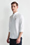 Mens White Solid Tailored Fit Cotton Shirt - 2