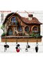 Wooden Multifunctional Household Key Holder, Comes with Four Metal Hooks, for Porch, Room, Villa, Four Seasons Home, 2D Flat - 5