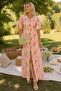 Pink Women's Patterned Short Sleeve Dress - 3