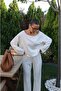 Ecru Off-Shoulder Oversize Blouse and Pants Set - 5