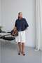 Navy Blue Short Jacket with Hidden Buttons - 2
