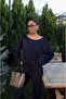 Navy Blue Off-Shoulder Oversize Blouse and Pants Set - 2