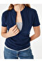 Crew Neck Short Sleeve Layered T-Shirt with Drawstring Detail and Zipper - 5