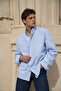Men's A.Blue Striped Long Sleeve Linen Look Oversize Shirt - 4