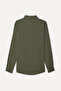 Men's Khaki Regular Fit Long Sleeve Shirt - 2