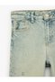 Wide Leg Denim Trousers with Pocketed Heart Flower Embroidery and Stones - Wide Leg Jeans - 4