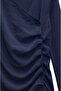 Navy Blue Asymmetric Collar Buttoned Blouse - 3