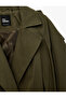 Pile Detailed Balloon Sleeve Epaulet Buttoned Double Breasted Collar Crop Jacket - 8